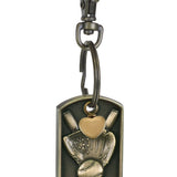 Baseball Dog Tag Gold Heart Key Chain Urn