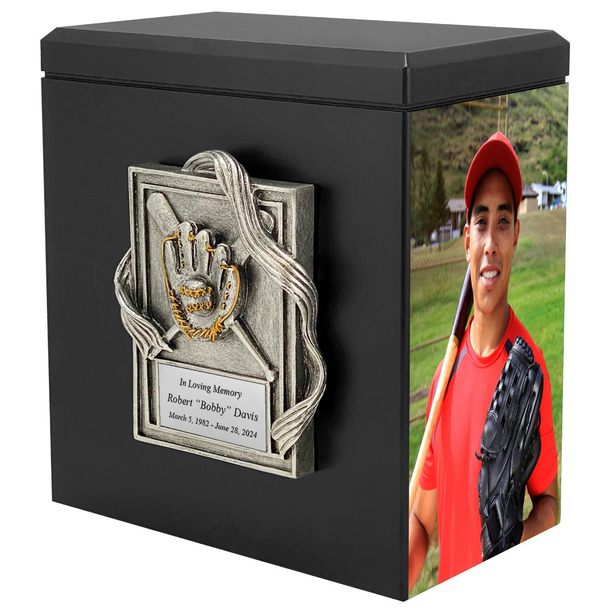 Baseball Photo Urn - 2 Photo Options - Customizable Colors - Free Engraved Plate - Quality Craftsmanship