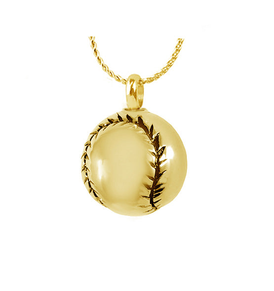 Golden Baseball Pendant Ash Urn - Love Charms™ Option 