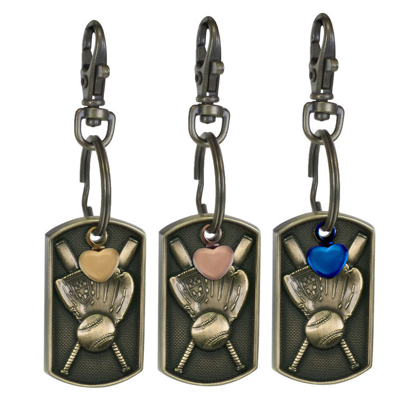 Baseball Dog Tag Heart Key Chain Urn
