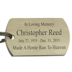 Baseball Dog Tag Gold Heart Key Chain Urn