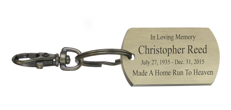 Baseball Dog Tag Blue Heart Key Chain Urn