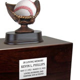 Baseball or Softball Mitt Cremation Urn - Free Engraved Pewter Plate