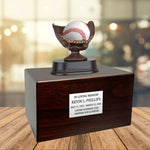 Baseball or Softball Mitt Cremation Urn - Free Engraved Pewter Plate