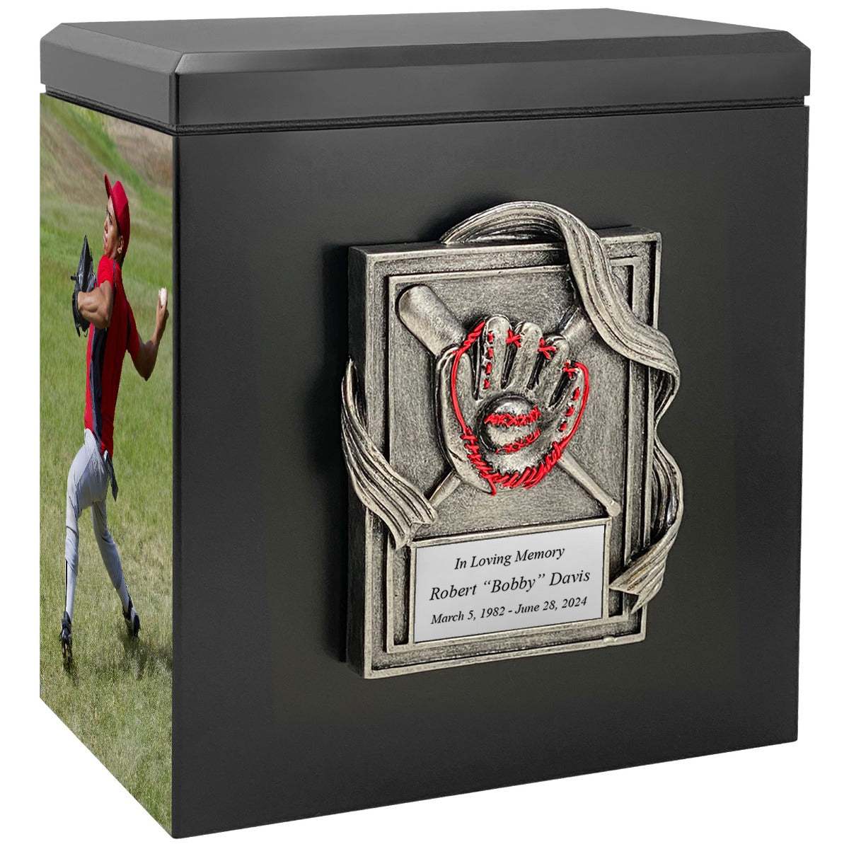 Baseball Photo Urn - 2 Photo Options - Customizable Colors - Free Engraved Plate - Quality Craftsmanship