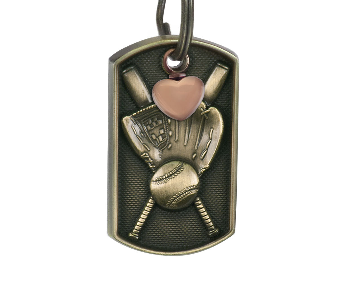 Baseball Dog Tag Heart Key Chain Urn