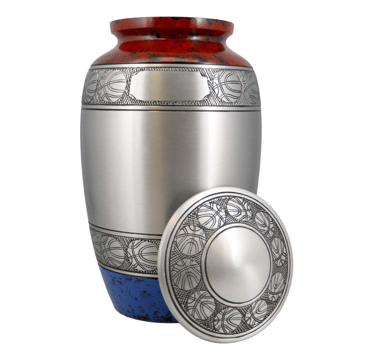 Basketball Red White & Blue Pewter Urn - Pro Diamond Engraving