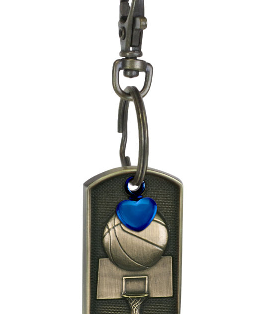 Basketball Dog Tag Blue Heart Key Chain Urn
