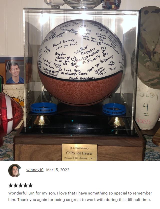 Basketball Case Memorial Urn -  AUTOGRAPH BASKETBALL