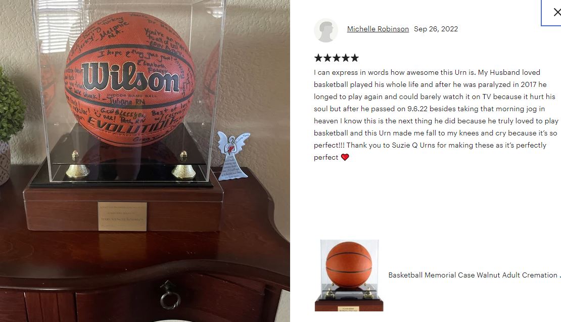 Basketball Case Memorial Urn -  AUTOGRAPH BASKETBALL