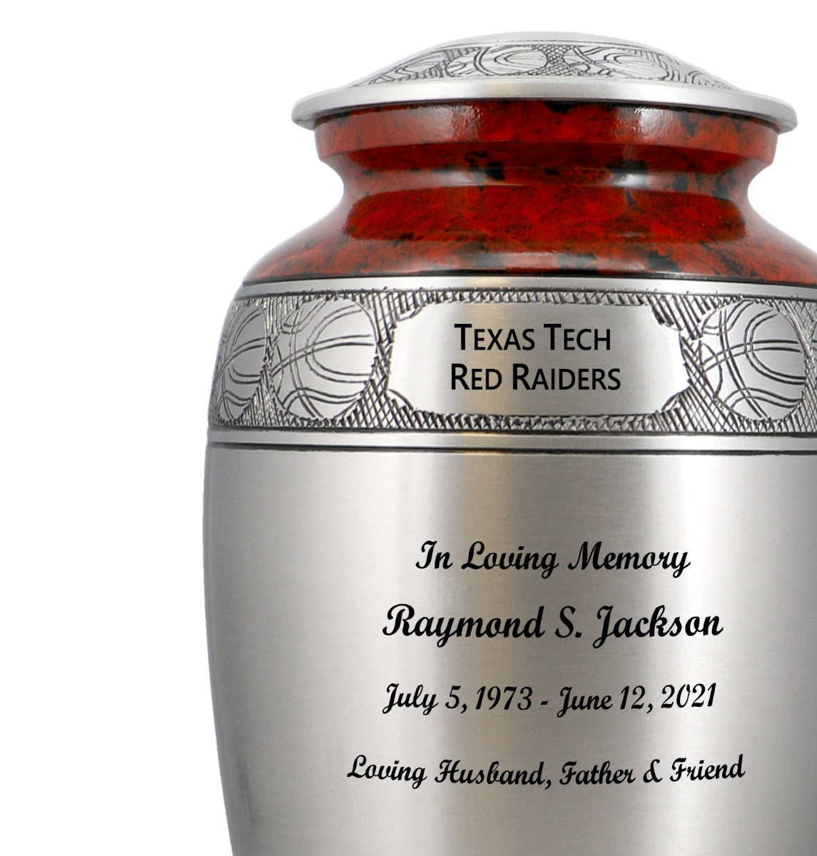 Basketball Red White & Blue Pewter Urn - Pro Diamond Engraving