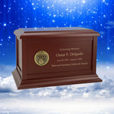 Basketball Medallion Wood Cremation Urn