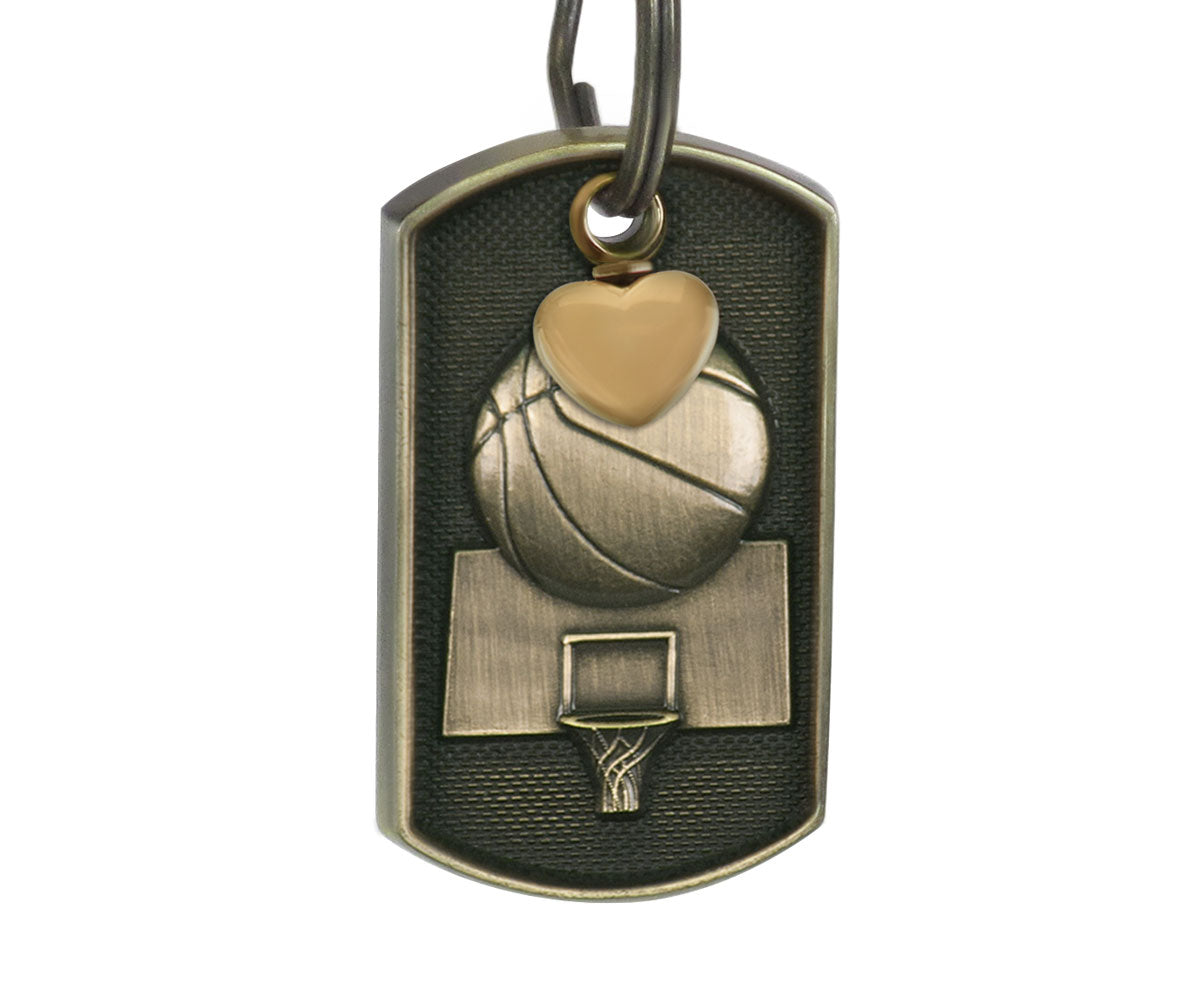 Basketball Dog Tag Heart Key Chain Urn