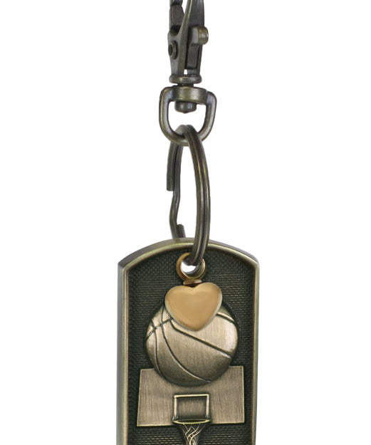 Basketball Dog Tag Gold Heart Key Chain Urn
