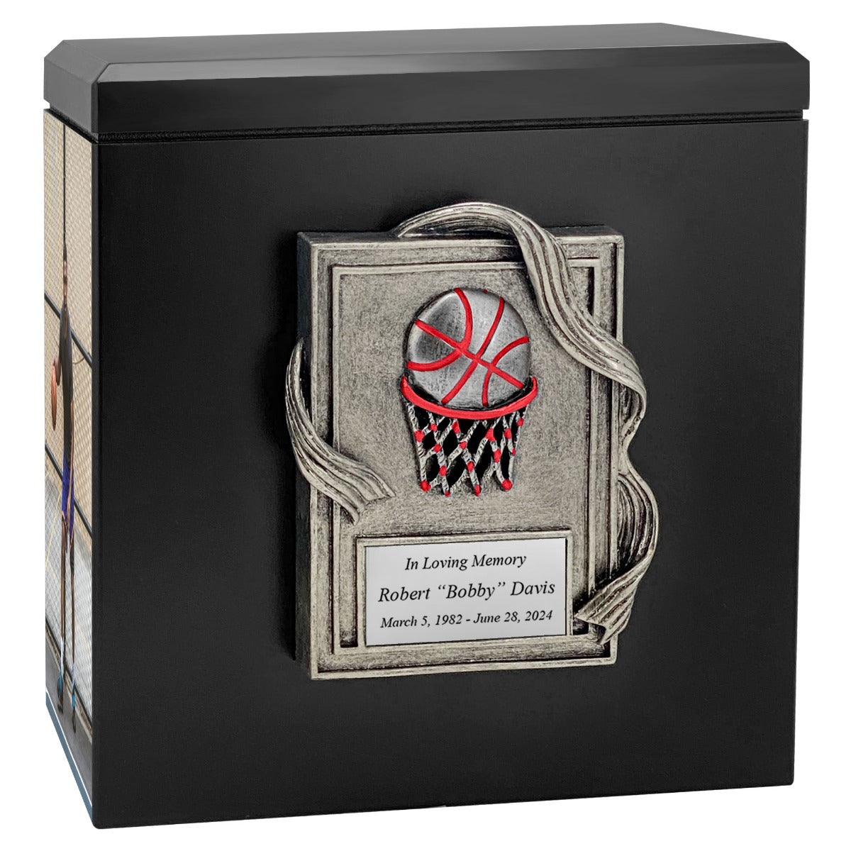 Basketball Photo Urn - 2 Photo Options - Customizable Colors - Free Engraved Plate - Quality Craftsmanship