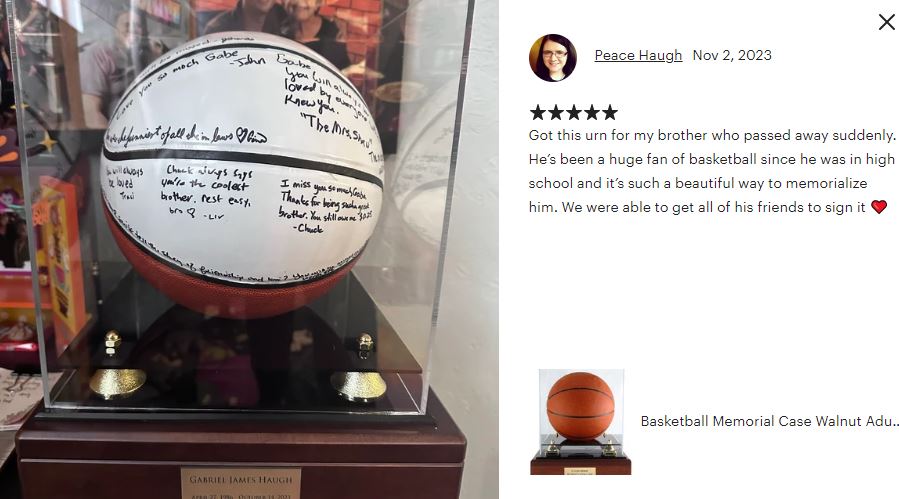 Basketball Case Memorial Urn -  AUTOGRAPH BASKETBALL