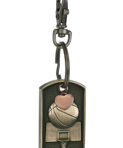 Basketball Dog Tag Pink Heart Key Chain Urn
