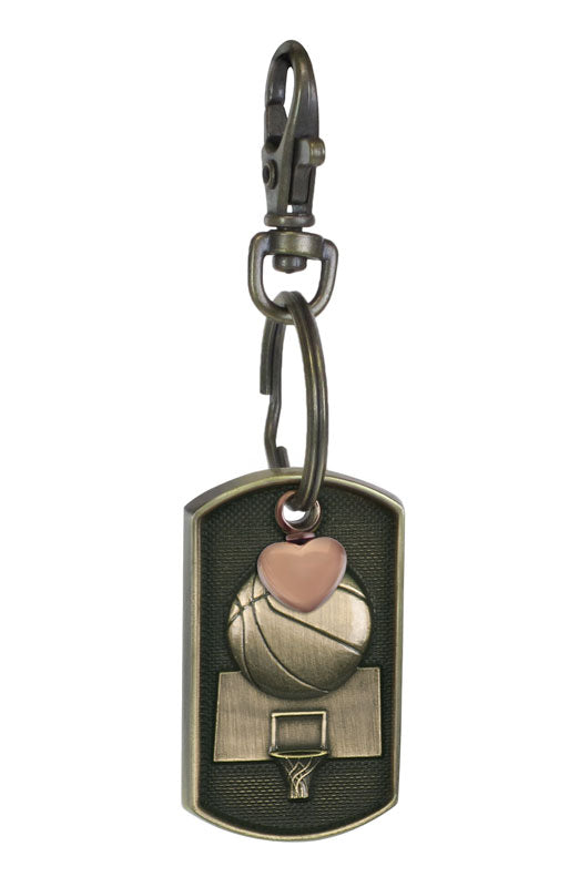 Basketball Dog Tag Pink Heart Key Chain Urn