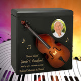 Bass or Double Bass Wood Adult Cremation Urn - Miniature Bass or Double Bass - Photo Option
