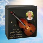 Bass or Double Bass Wood Adult Cremation Urn - Miniature Bass or Double Bass - Photo Option