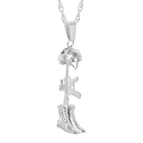 Battle Cross Silver Cremation Urn Pendant