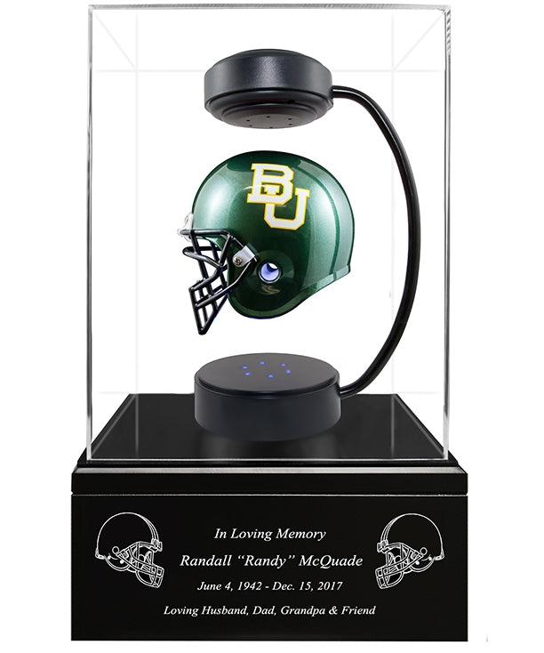 Football Cremation Urn & Baylor University Hover Helmet Décor