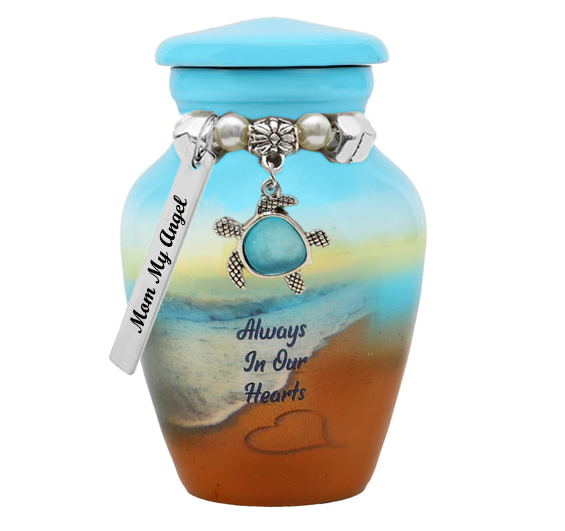 Always In Our Hearts Beach Mini Urn - Love Charms® Option