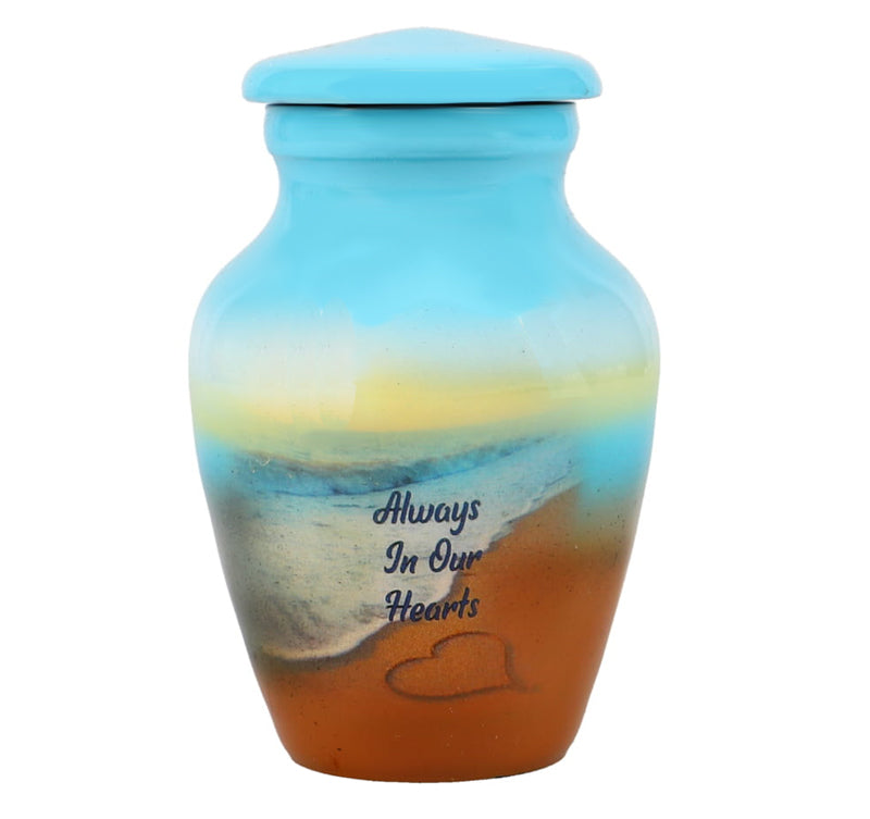 Always In Our Hearts Beach Mini Urn - Love Charms® Option