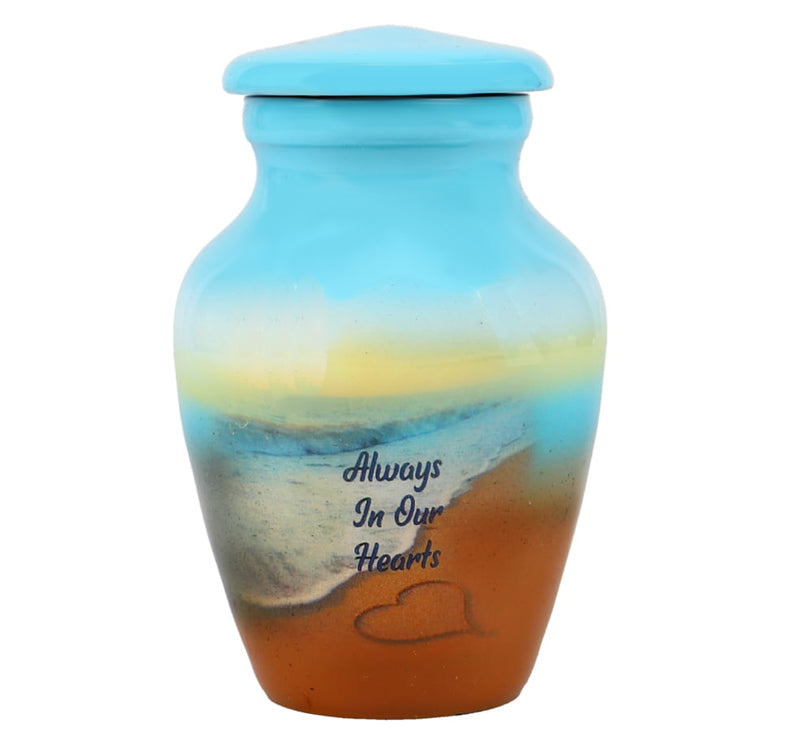 Always In Our Hearts Beach Mini Urn - Love Charms® Option