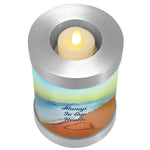 Always In Our Hearts Beach Candle Cremation Urn - Engraving Available - LED Candle Included
