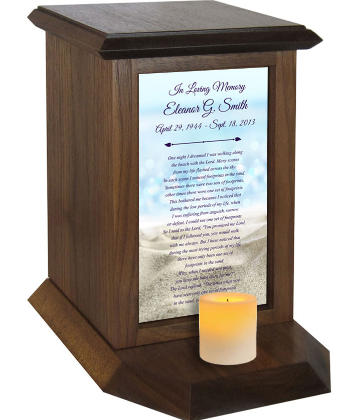 Footprints Sand Jesus Poem Urn