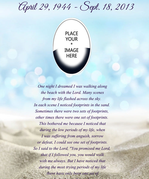 Footprints Sand Poem Urn and Picture