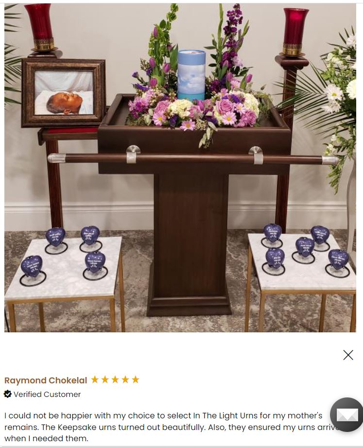 Purple Marbled Heart Keepsake Urn - Stand Option