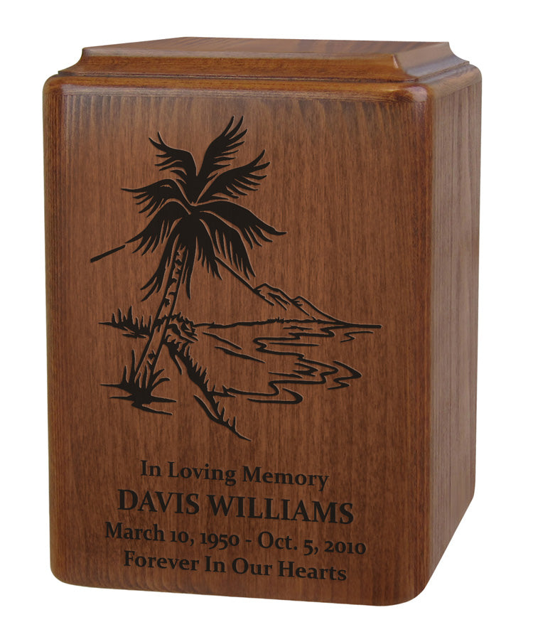 Custom Wood Palm Tree Urn 