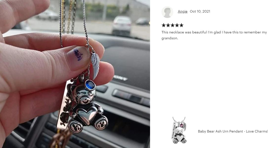 Baby Bear Ash Urn Pendant - Love Charms™ Option