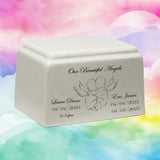 Beautiful Angels Twins Cultured Marble Cream Baby Urn - Free Engraving