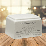 Beautiful Angels Twins Cultured Marble Cream Baby Urn - Free Engraving
