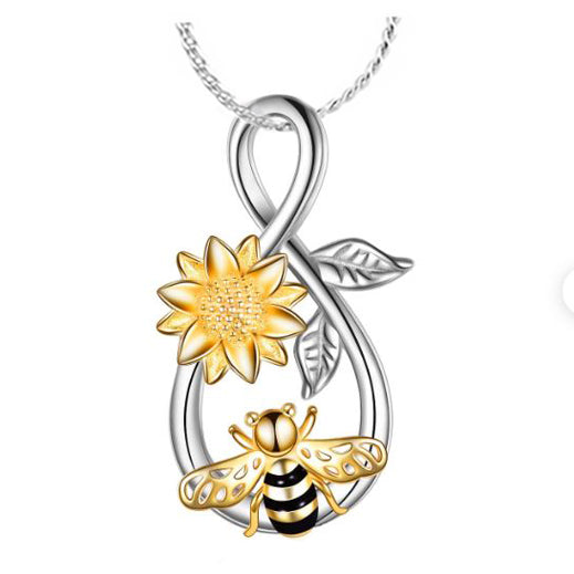 Bee Sunflower Infinity Cremation Jewelry Urn - Love Charms® Option