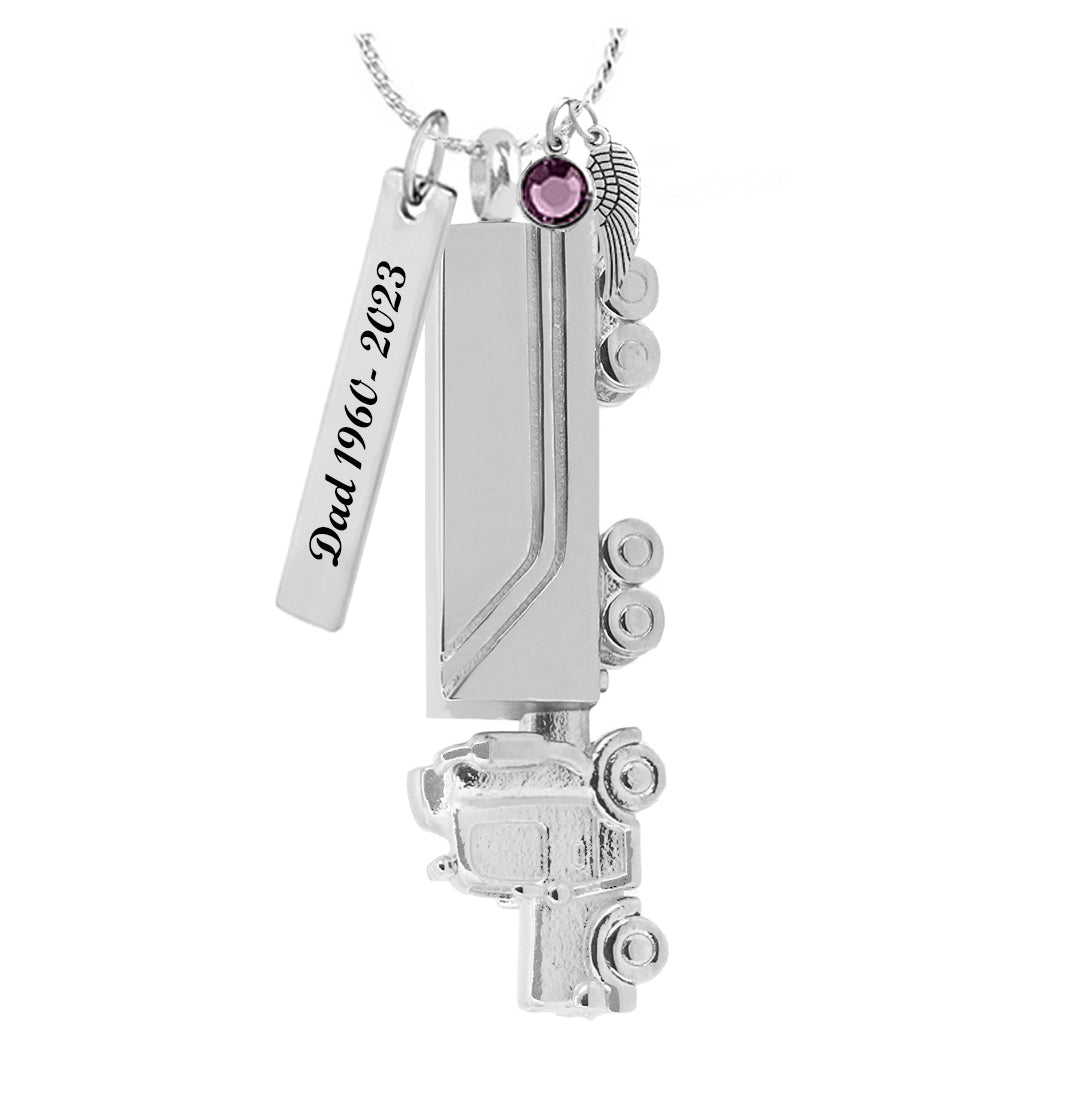 Truck 18 Wheeler Semi Pendant Urn - Love Charms® Option