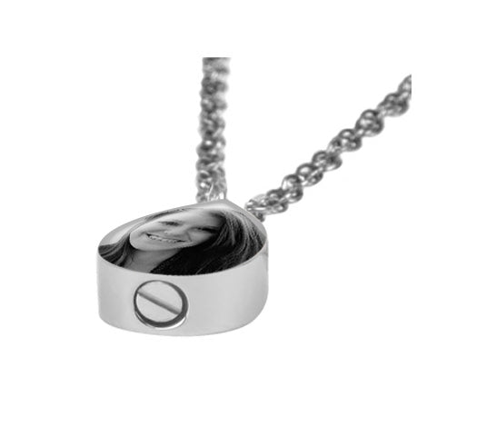 Black & White Photo Pendant Teardrop Urn