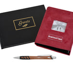 Black Funeral Guest Book Red Photo Album & Pen