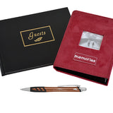 Black Funeral Guest Book Red Photo Album & Pen