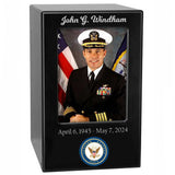 US Marine Corps, Army, Air Force, Navy or Coast Guard Photo Urn - Adult Sized