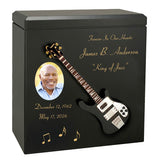 Black Bass Electric Guitar Wood Adult Cremation Urn - Miniature Guitar - Photo Option
