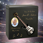 Black Bass Electric Guitar Wood Adult Cremation Urn - Miniature Guitar - Photo Option