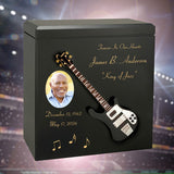 Black Bass Electric Guitar Wood Adult Cremation Urn - Miniature Guitar - Photo Option