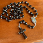 Black Bead Rosary Necklace Urn