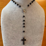 Black Bead Rosary Necklace Urn