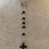 Black Bead Rosary Necklace Urn