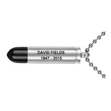 Black Tipped Bullet Pendant Keepsake Urn  Engraved